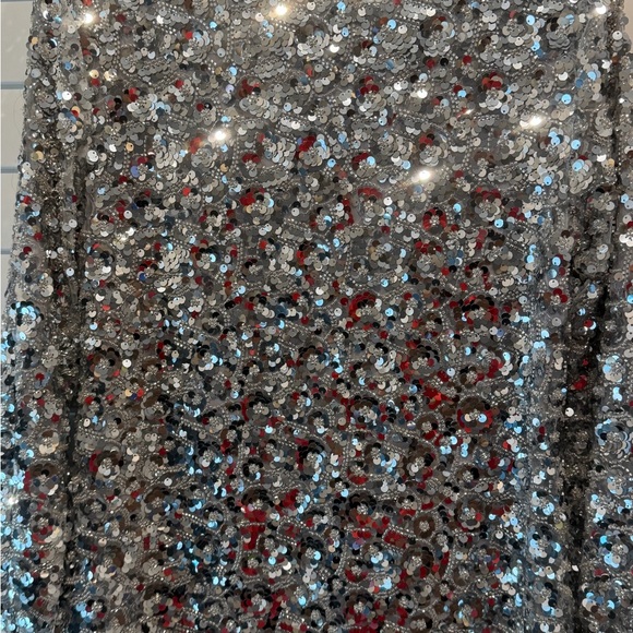 AKIRA Silver Sequin Dress with White Collar - Picture 6 of 8